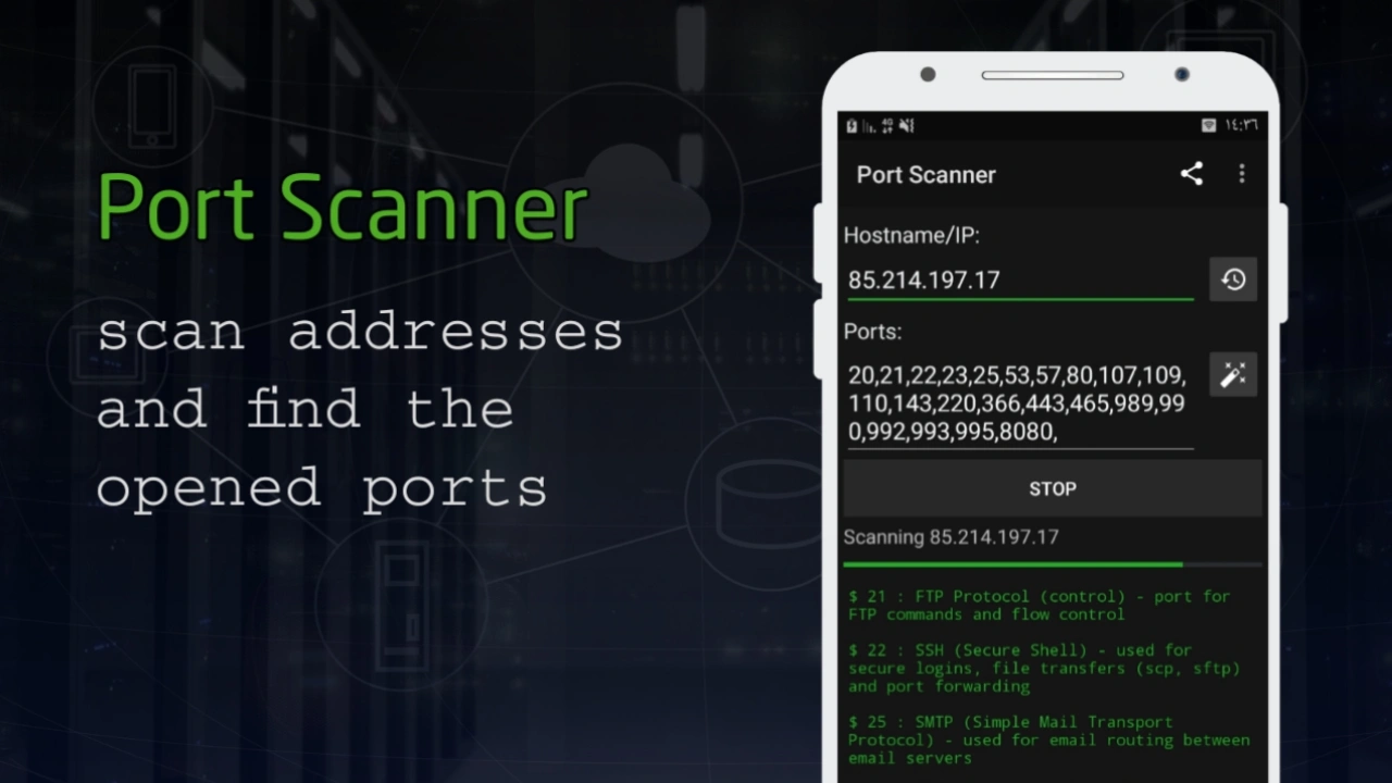 Port Scanner - easy tool to find the opened ports